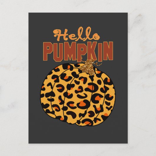 Hello Pumpkin - Fall Leopard Print Postkarte (Vorderseite)