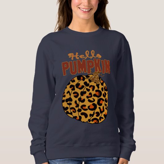 Hello Pumpkin - Fall Leopard Print Sweatshirt (Vorderseite)