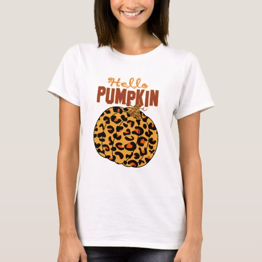 Hello Pumpkin - Fall Leopard Print T-Shirt (Vorderseite)