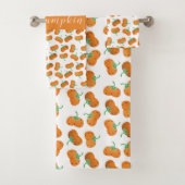 Hello Pumpkin Fall Pattern Orange Green Badhandtuch Set (Insitu)