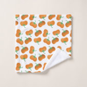Hello Pumpkin Fall Pattern Orange Green Badhandtuch Set (Waschlappen)