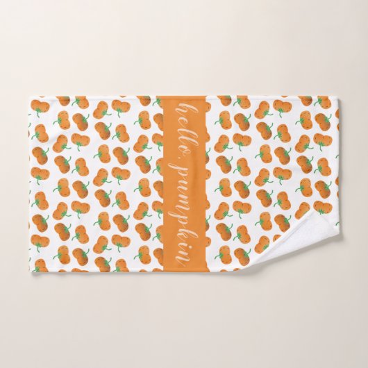 Hello Pumpkin Fall Pattern Orange Green Badhandtuch Set (Handtuch)