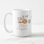 Hello Pumpkin Festive Autumn Fall Leaves Monogram Kaffeetasse (Links)