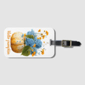 Hello Pumpkin Floral Halloween Arrangement Gepäckanhänger (Vorderseite (Horizontal))