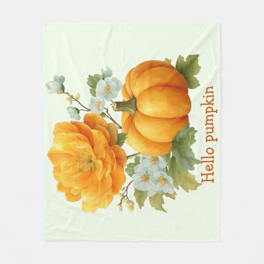 Hello Pumpkin Floral Halloween Design Fleecedecke (Vorderseite)