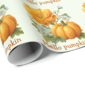 Hello Pumpkin Floral Halloween Design Geschenkpapier (Rolleneckpunkt)