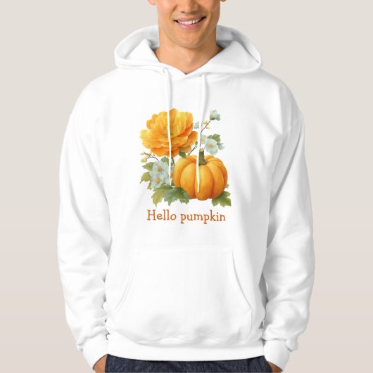 Hello Pumpkin Floral Halloween Design Hoodie (Vorderseite)