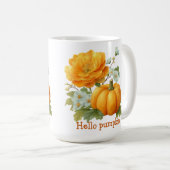 Hello Pumpkin Floral Halloween Design Kaffeetasse (VorderseiteRechts)