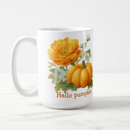 Hello Pumpkin Floral Halloween Design Kaffeetasse