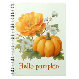 Hello Pumpkin Floral Halloween Design Notizblock