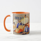 Hello Pumpkin Gourd Herbstfarben Zuhause Accent Pa Tasse (Links)