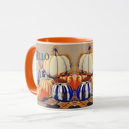 Hello Pumpkin Gourd Herbstfarben Zuhause Accent Pa Tasse (Vorderseite Links)
