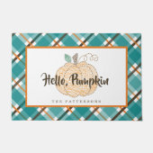 Hello Pumpkin Herbst Aquamarin Orange Kariert Door Fußmatte (Vorderseite)