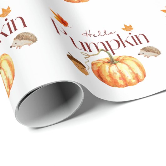 Hello Pumpkin Holiday Geschenk Wrap Geschenkpapier (Rolleneckpunkt)