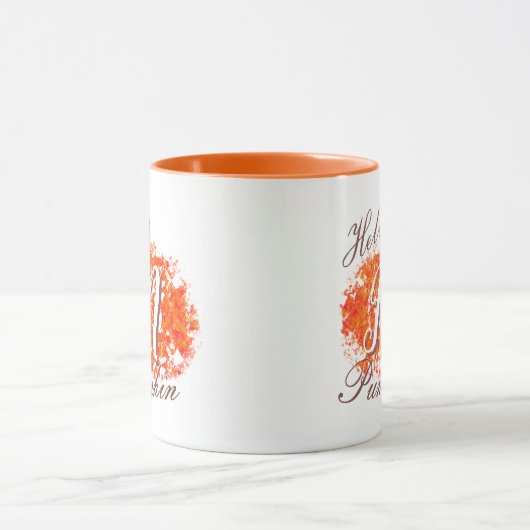 Hello Pumpkin Monogram Abstrakte Herbstlaub Tasse (Zentrum)