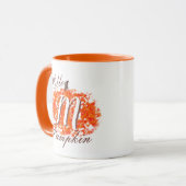 Hello Pumpkin Monogram Abstrakte Herbstlaub Tasse (Vorderseite Links)