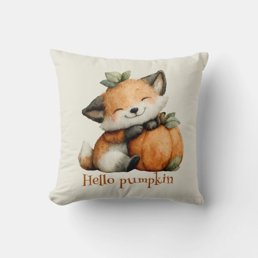 Hello Pumpkin Niedlich Fox Halloween Design Kissen (Vorderseite)