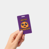 Hello Pumpkin Niedlich Halloween Jack-O-Lantern Ausweis (Handheld)