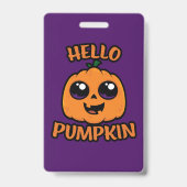 Hello Pumpkin Niedlich Halloween Jack-O-Lantern Ausweis (Rückseite)