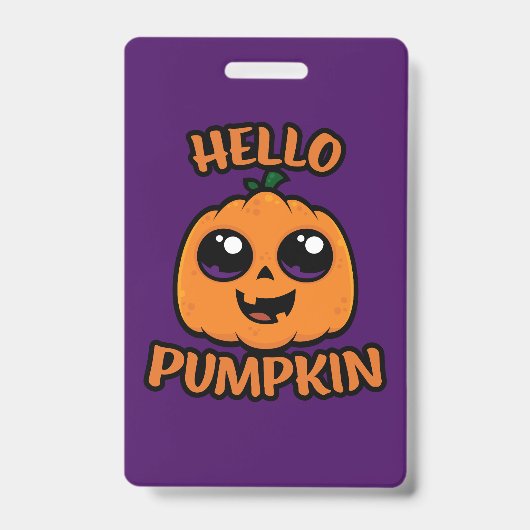 Hello Pumpkin Niedlich Halloween Jack-O-Lantern Ausweis (Vorderseite)