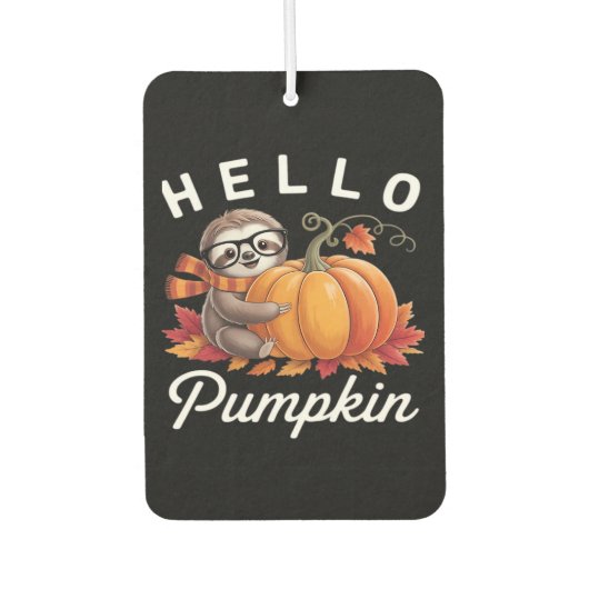 Hello Pumpkin - Niedlicher Fall Sloth Herbstleaves Autolufterfrischer (Vorderseite)