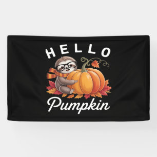 Hello Pumpkin - Niedlicher Fall Sloth Herbstleaves Banner