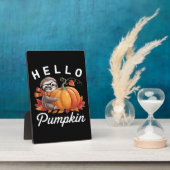 Hello Pumpkin - Niedlicher Fall Sloth Herbstleaves Fotoplatte (Seite)