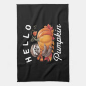 Hello Pumpkin - Niedlicher Fall Sloth Herbstleaves Geschirrtuch (Vertikal)