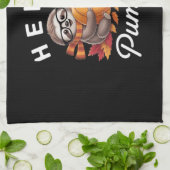 Hello Pumpkin - Niedlicher Fall Sloth Herbstleaves Geschirrtuch (Gefaltet)