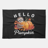 Hello Pumpkin - Niedlicher Fall Sloth Herbstleaves Geschirrtuch (Horizontal)