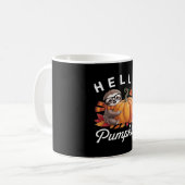 Hello Pumpkin - Niedlicher Fall Sloth Herbstleaves Kaffeetasse (Vorderseite Links)