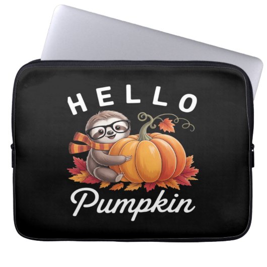 Hello Pumpkin - Niedlicher Fall Sloth Herbstleaves Laptopschutzhülle (Vorderseite)