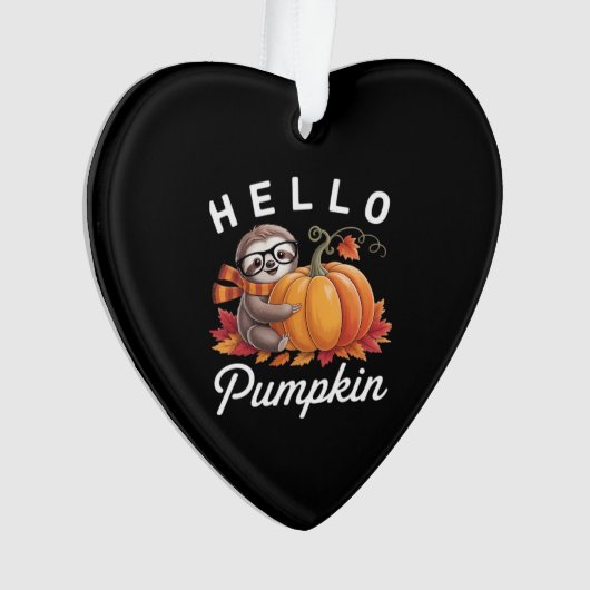 Hello Pumpkin - Niedlicher Fall Sloth Herbstleaves Ornament (Vorderseite)
