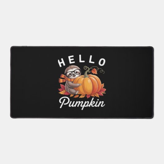 Hello Pumpkin - Niedlicher Fall Sloth Herbstleaves Schreibtischunterlage (Vorderseite)