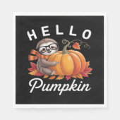Hello Pumpkin - Niedlicher Fall Sloth Herbstleaves Serviette (Vorderseite)