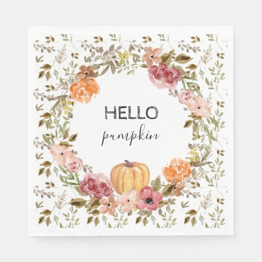 Hello Pumpkin Paper Napkins Fall Brautparty Serviette (Vorderseite)