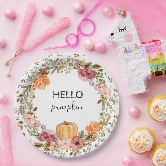 Hello Pumpkin Paper Tellers Fall Brautparty Pappteller (Party)