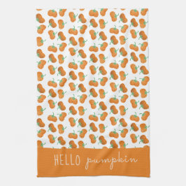 Hello Pumpkin Pattern Fall Orange Green Geschirrtuch