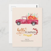 Hello Pumpkin Red Lieferwagen Truck Herbst Herbst Postkarte (Vorne/Hinten)