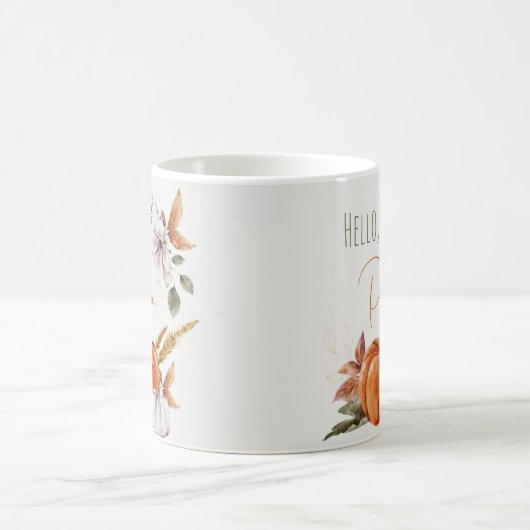 Hello Pumpkin Rustic Autumn Watercolor Kaffeetasse (Mittel)