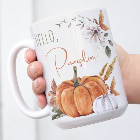 Hello Pumpkin Rustic Autumn Watercolor Kaffeetasse