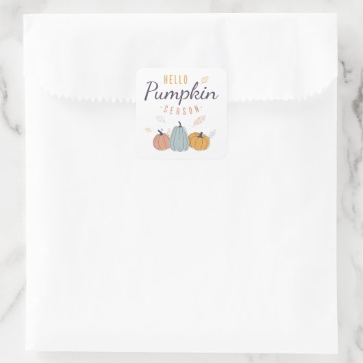 Hello Pumpkin Season Quadratischer Aufkleber (Tasche)