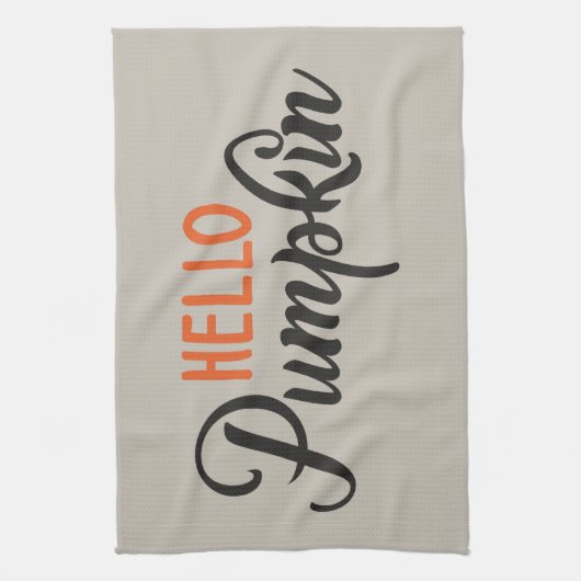 "Hello Pumpkin" silberbeige mit modernen Buchstabe Geschirrtuch (Vertikal)