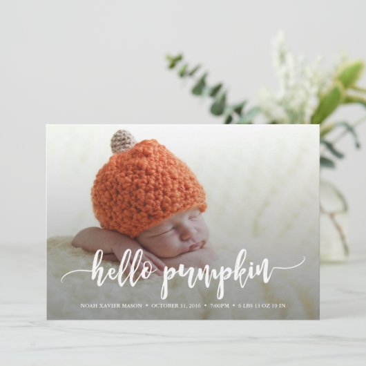 Hello Pumpkin White Script Ankündigung (Stehend Vorderseite)
