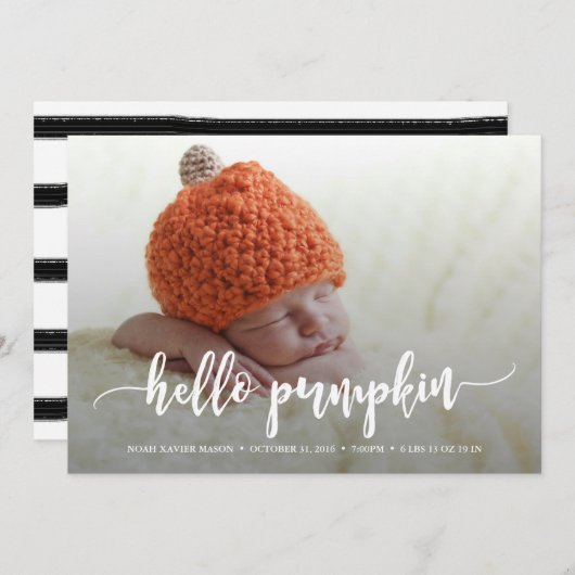 Hello Pumpkin White Script Ankündigung (Vorne/Hinten)