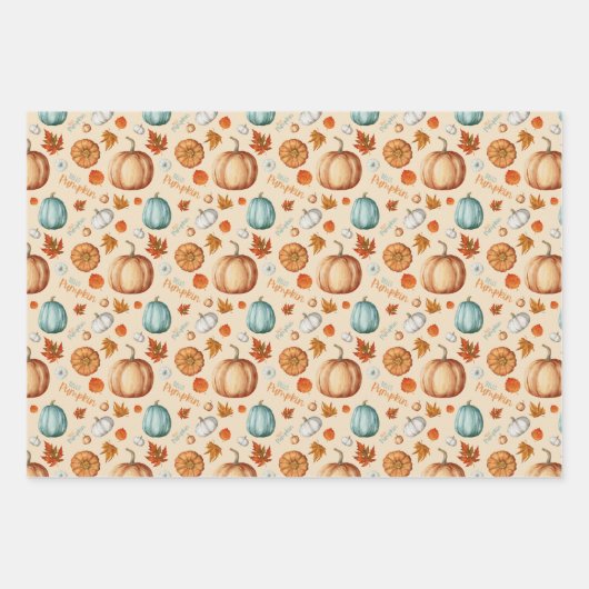 Hello Pumpkin Wrapping Paper Flat Sheet Set 3 Geschenkpapier Set (Vorderseite 3)