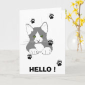 HELLO PUSSY KARTE (Gelbe Blume)