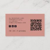Hello QR Code Social Media Terracotta Visitenkarte (Rückseite)