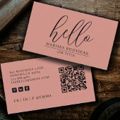 Hello QR Code Social Media Terracotta Visitenkarte