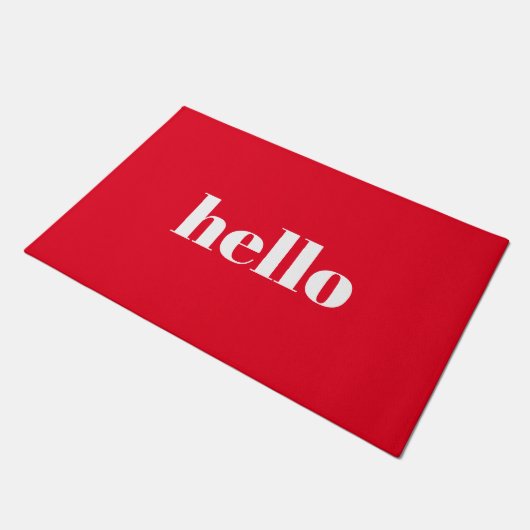 Hello Red Welcome Mat Fußmatte (Schrägansicht)